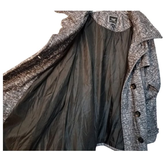 YMI Heathered Gray & White Lined Button Coat With Belt & Pockets - Women's 2X - Picture 3 of 6